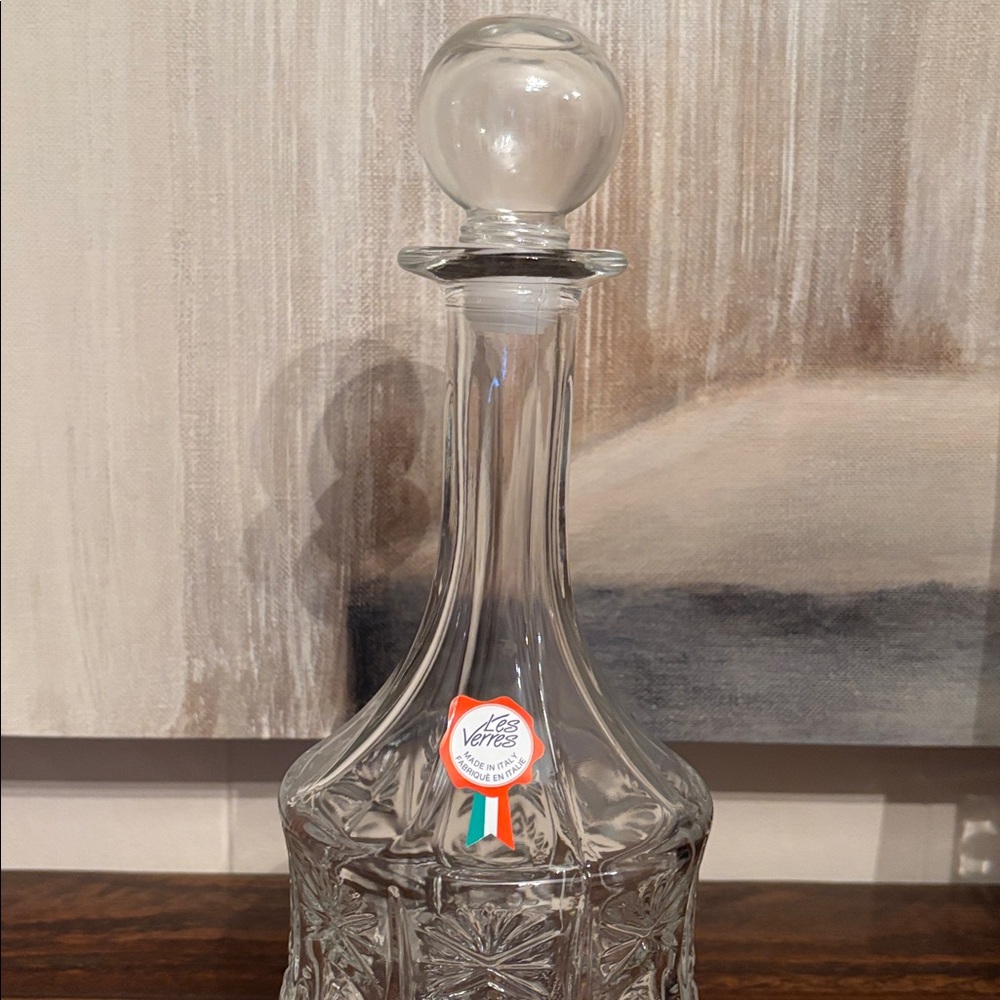 Vintage  Les Verres Italian Mid-Century Pressed Glass Decanter - Picture 3 of 8